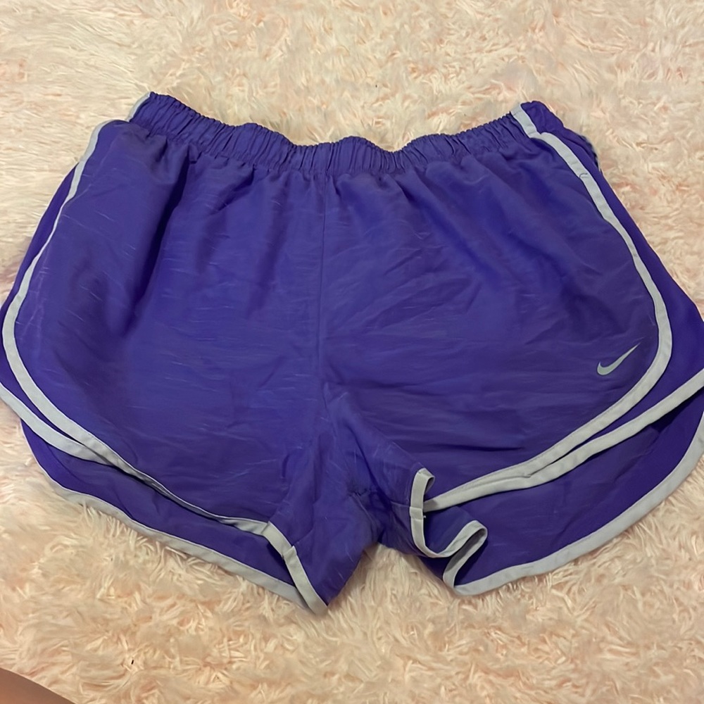 Nike Purple Athletic Running Shorts with White Trim